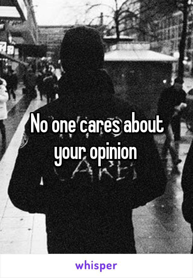 No one cares about your opinion 