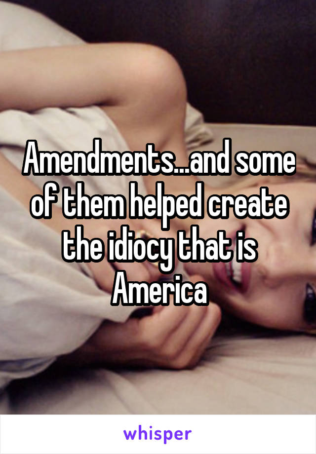 Amendments...and some of them helped create the idiocy that is America