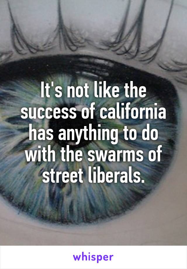 It's not like the success of california has anything to do with the swarms of street liberals.