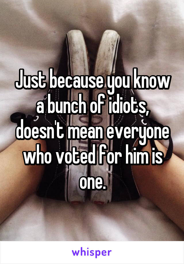 Just because you know a bunch of idiots, doesn't mean everyone who voted for him is one.