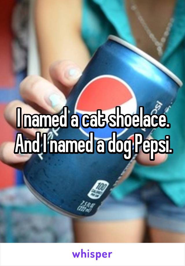 I named a cat shoelace. And I named a dog Pepsi.