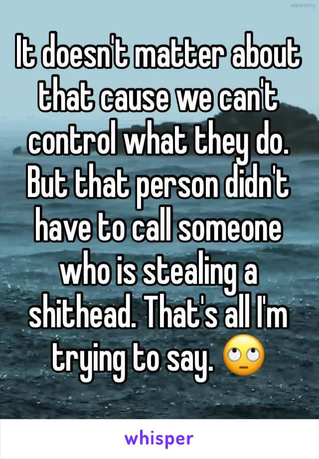 It doesn't matter about that cause we can't control what they do. But that person didn't have to call someone who is stealing a shithead. That's all I'm trying to say. 🙄