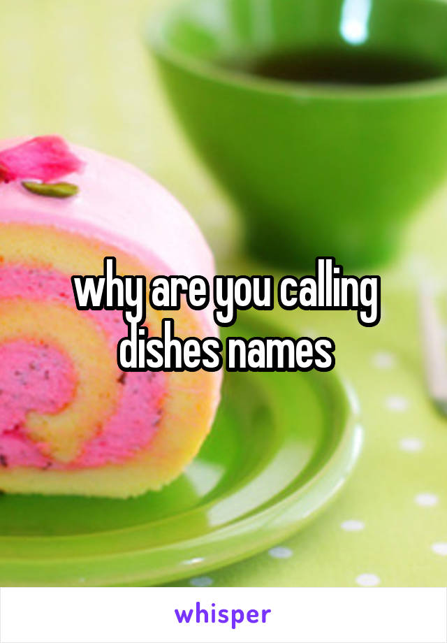 why are you calling dishes names