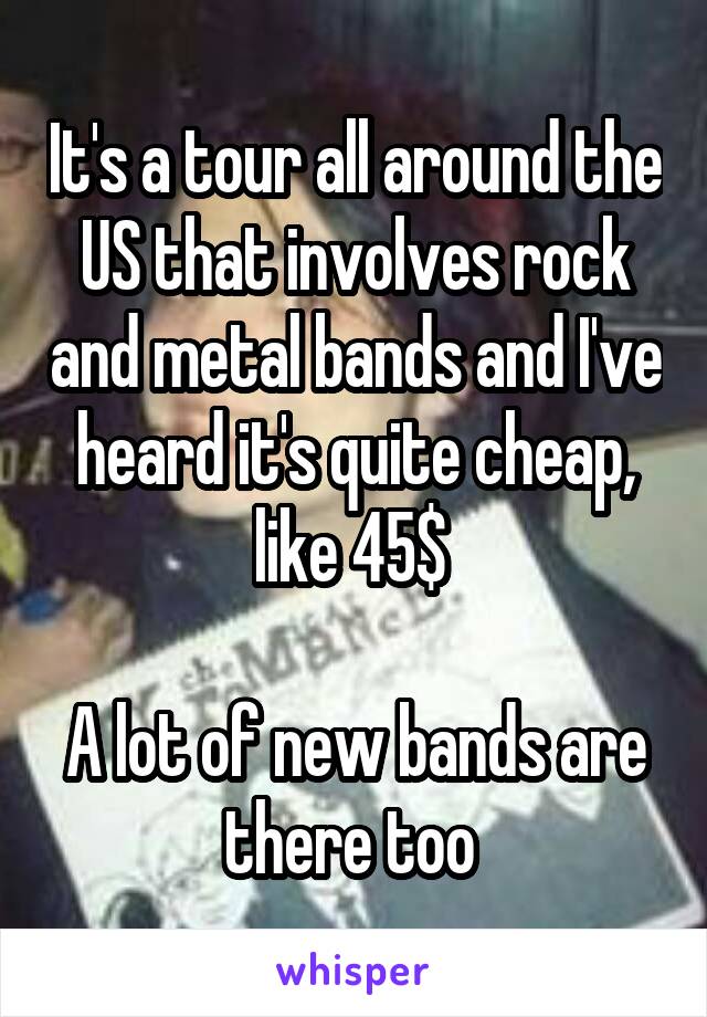 It's a tour all around the US that involves rock and metal bands and I've heard it's quite cheap, like 45$ 

A lot of new bands are there too 