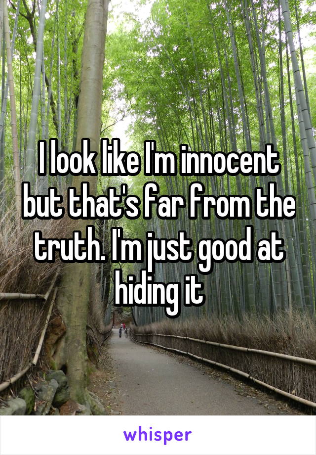 I look like I'm innocent but that's far from the truth. I'm just good at hiding it