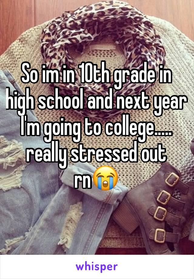 So im in 10th grade in high school and next year I'm going to college..... really stressed out rn😭