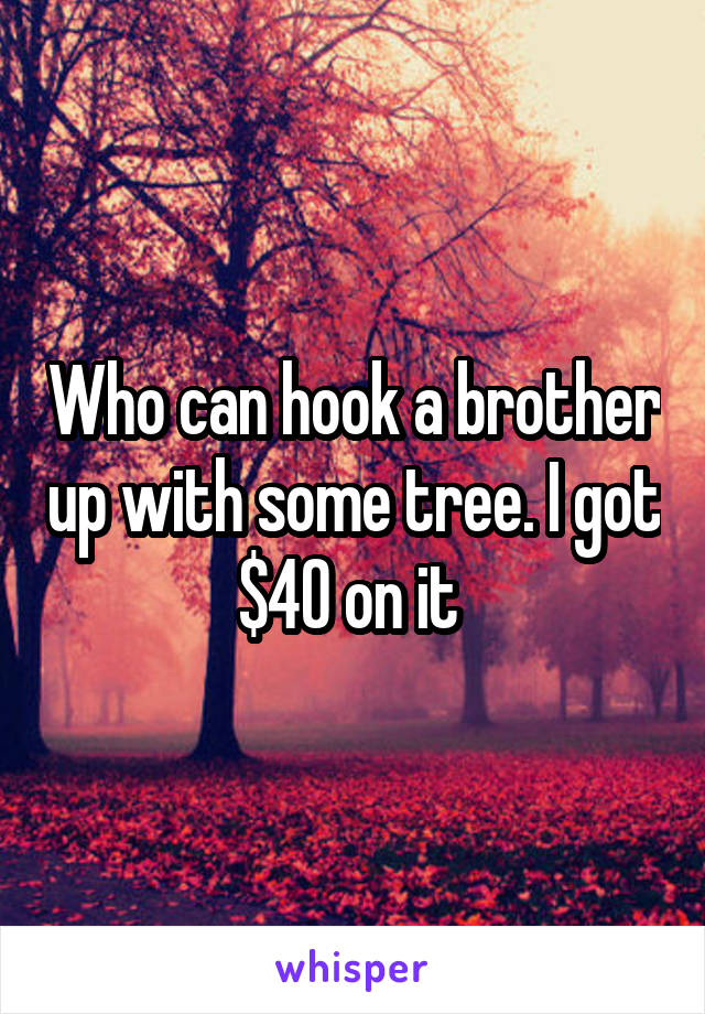 Who can hook a brother up with some tree. I got $40 on it 