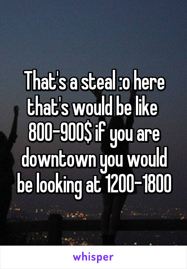 That's a steal :o here that's would be like  800-900$ if you are downtown you would be looking at 1200-1800