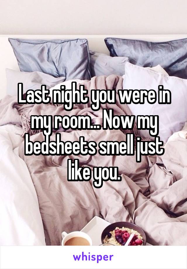 Last night you were in my room... Now my bedsheets smell just like you.