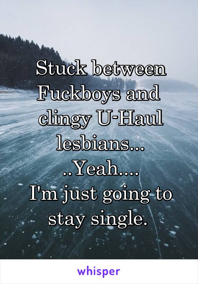 Stuck between Fuckboys and  clingy U-Haul lesbians...
..Yeah....
I'm just going to stay single. 