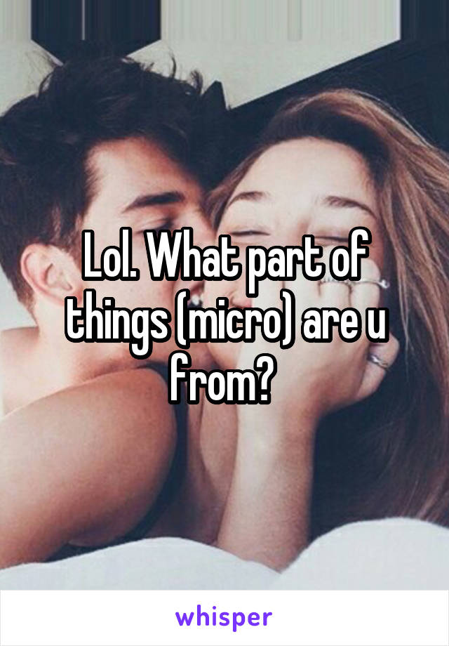 Lol. What part of things (micro) are u from? 