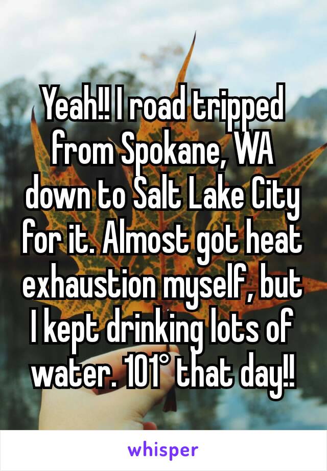 Yeah!! I road tripped from Spokane, WA down to Salt Lake City for it. Almost got heat exhaustion myself, but I kept drinking lots of water. 101° that day!!