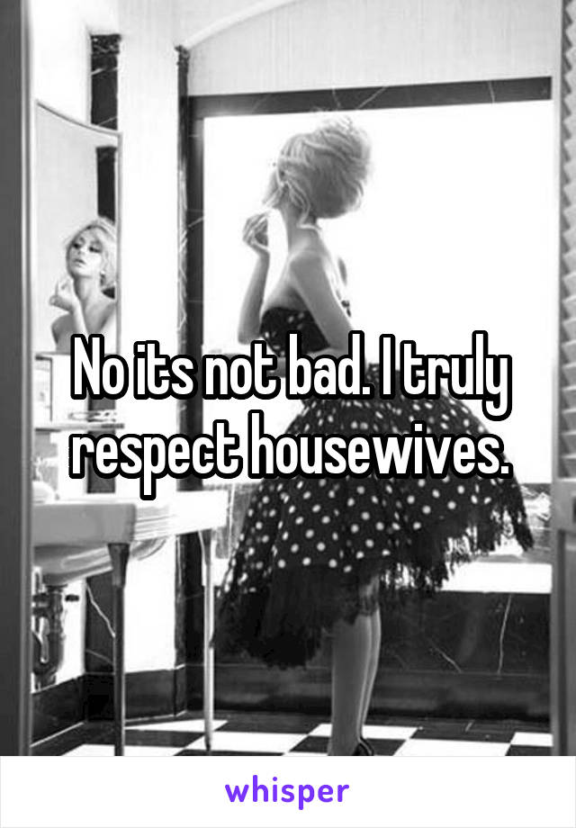 No its not bad. I truly respect housewives.