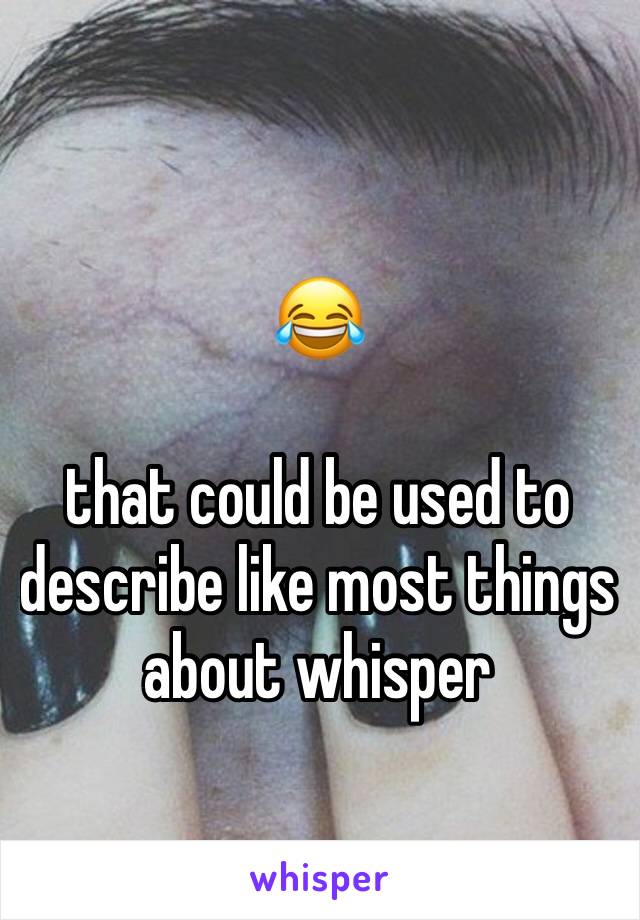 
😂

that could be used to describe like most things about whisper