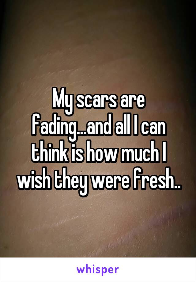 My scars are fading...and all I can think is how much I wish they were fresh..