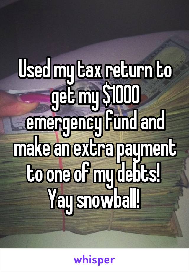 Used my tax return to get my $1000 emergency fund and make an extra payment to one of my debts! 
Yay snowball! 