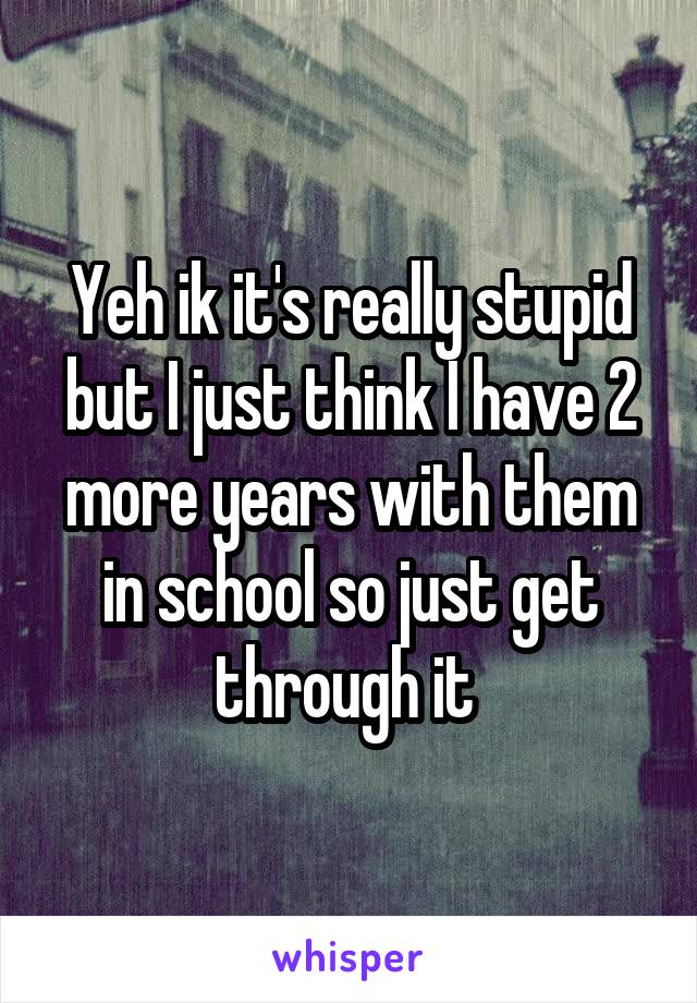 Yeh ik it's really stupid but I just think I have 2 more years with them in school so just get through it 