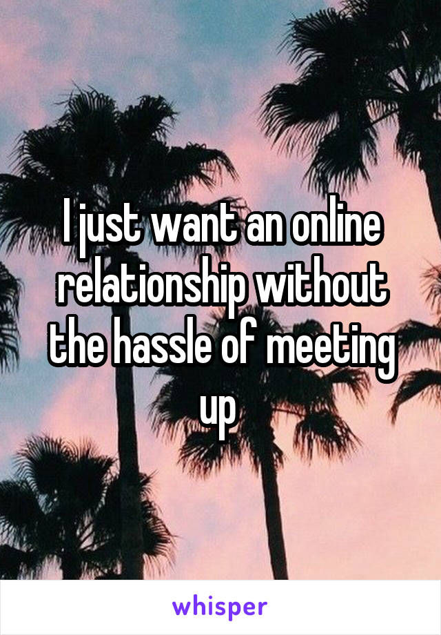 I just want an online relationship without the hassle of meeting up 