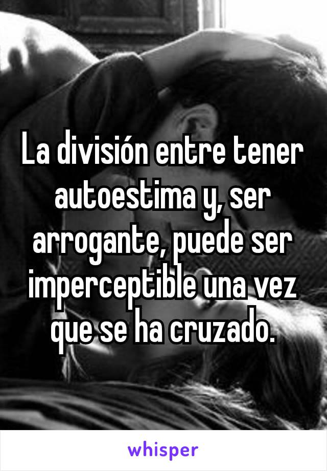 La división entre tener autoestima y, ser arrogante, puede ser imperceptible una vez que se ha cruzado.