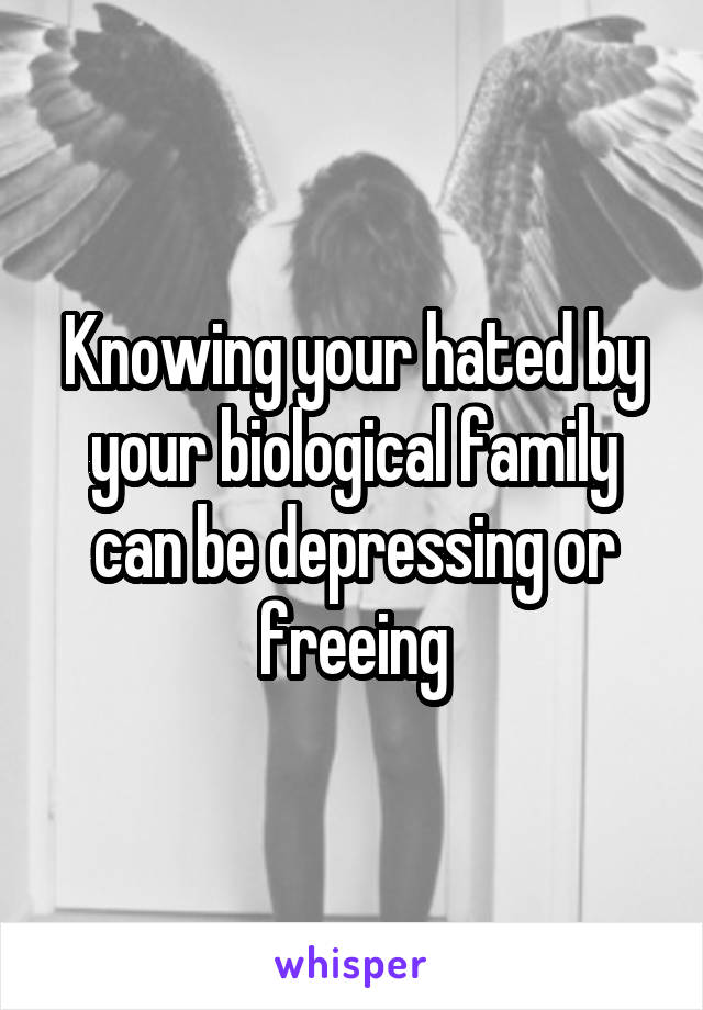 Knowing your hated by your biological family can be depressing or freeing