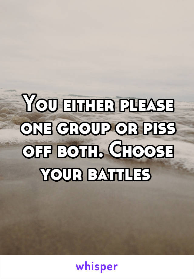 You either please one group or piss off both. Choose your battles 