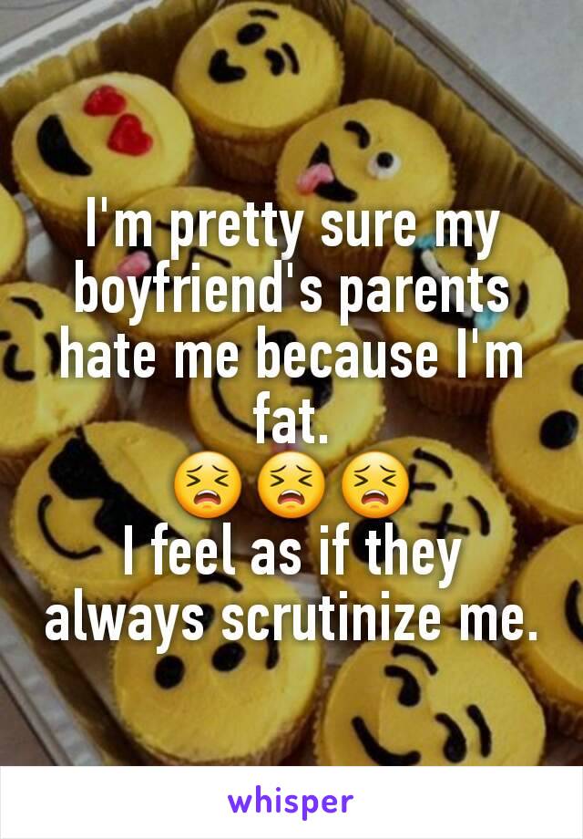 I'm pretty sure my boyfriend's parents hate me because I'm fat.
😣😣😣
I feel as if they always scrutinize me.