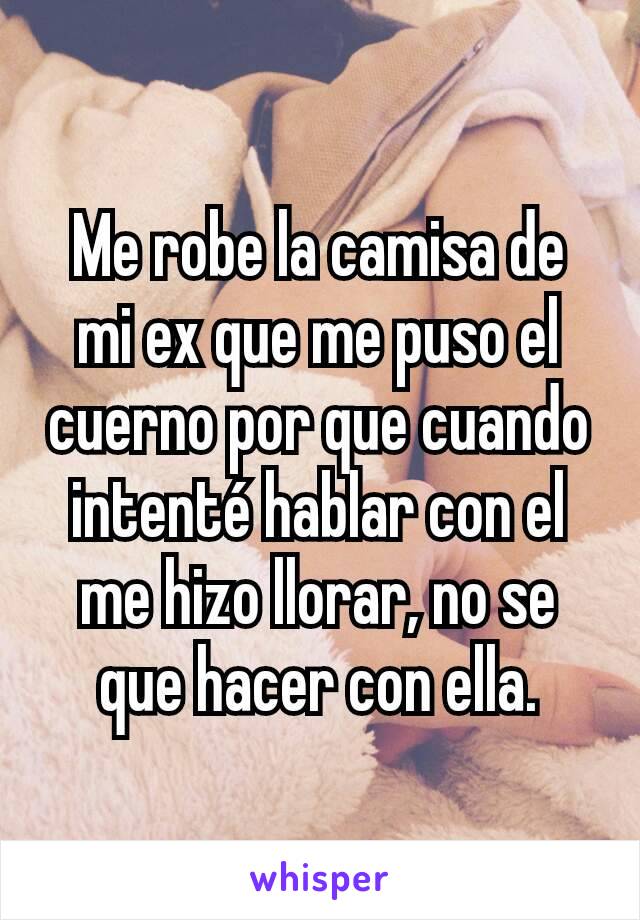 Me robe la camisa de mi ex que me puso el cuerno por que cuando intenté hablar con el me hizo llorar, no se que hacer con ella.