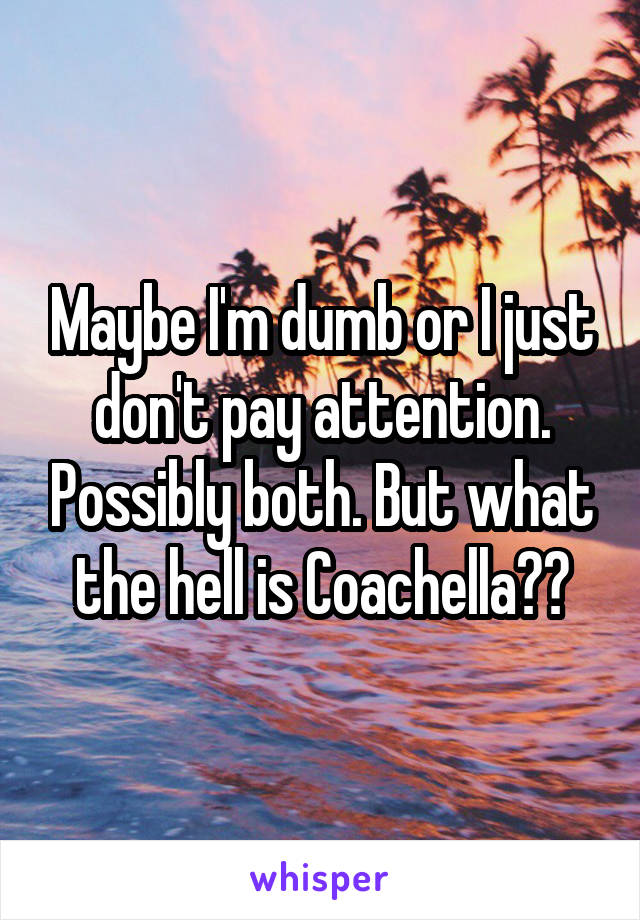 Maybe I'm dumb or I just don't pay attention. Possibly both. But what the hell is Coachella??