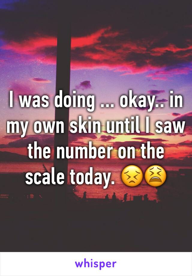 I was doing ... okay.. in my own skin until I saw the number on the scale today. 😣😫