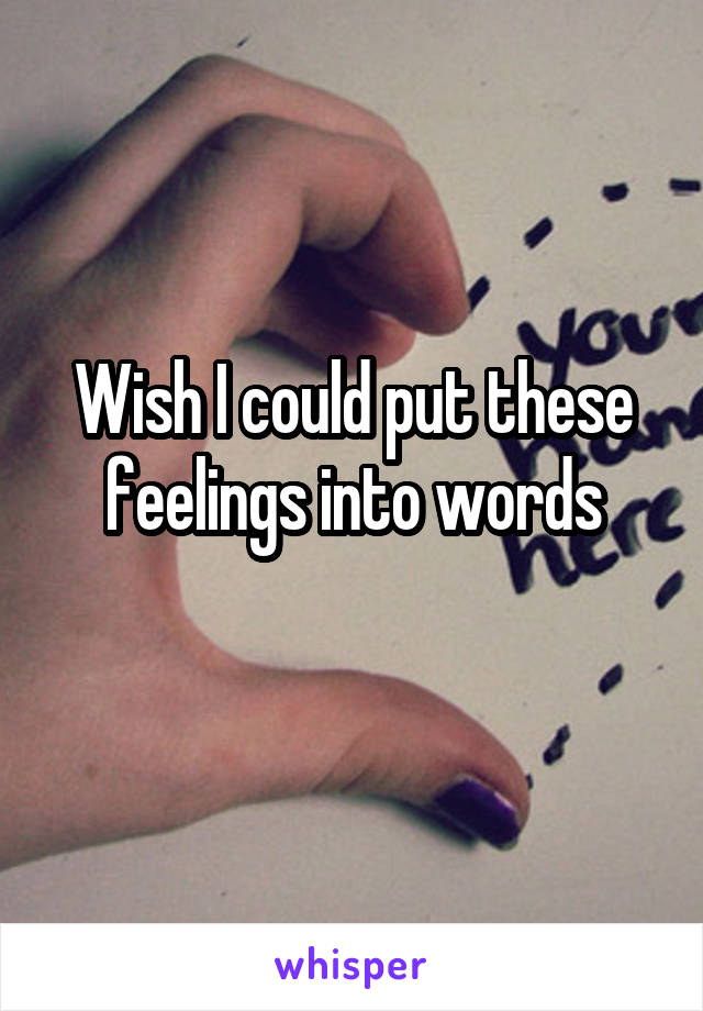 Wish I could put these feelings into words
