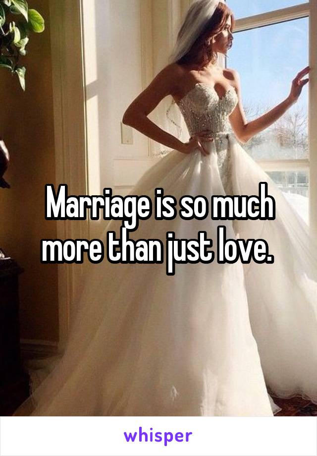 Marriage is so much more than just love. 