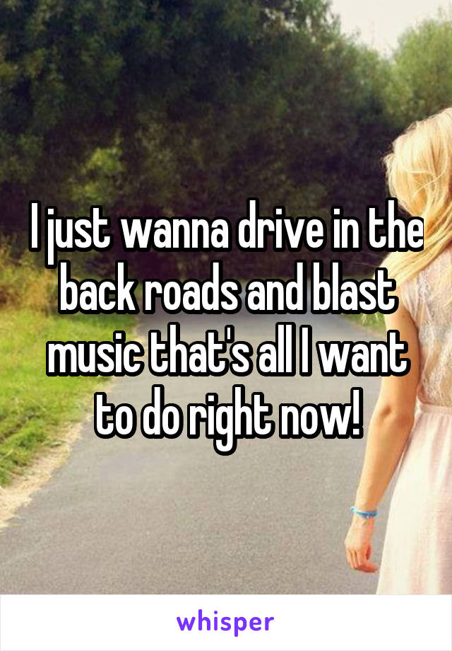 I just wanna drive in the back roads and blast music that's all I want to do right now!