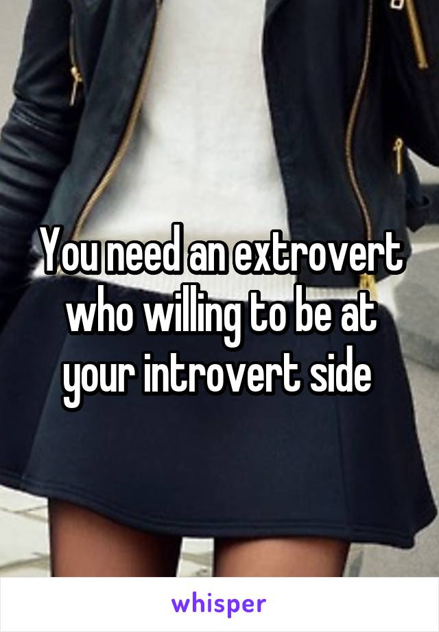 You need an extrovert who willing to be at your introvert side 