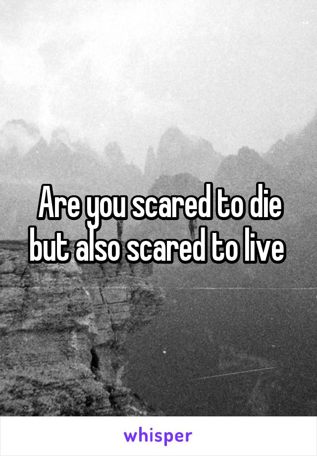 Are you scared to die but also scared to live 