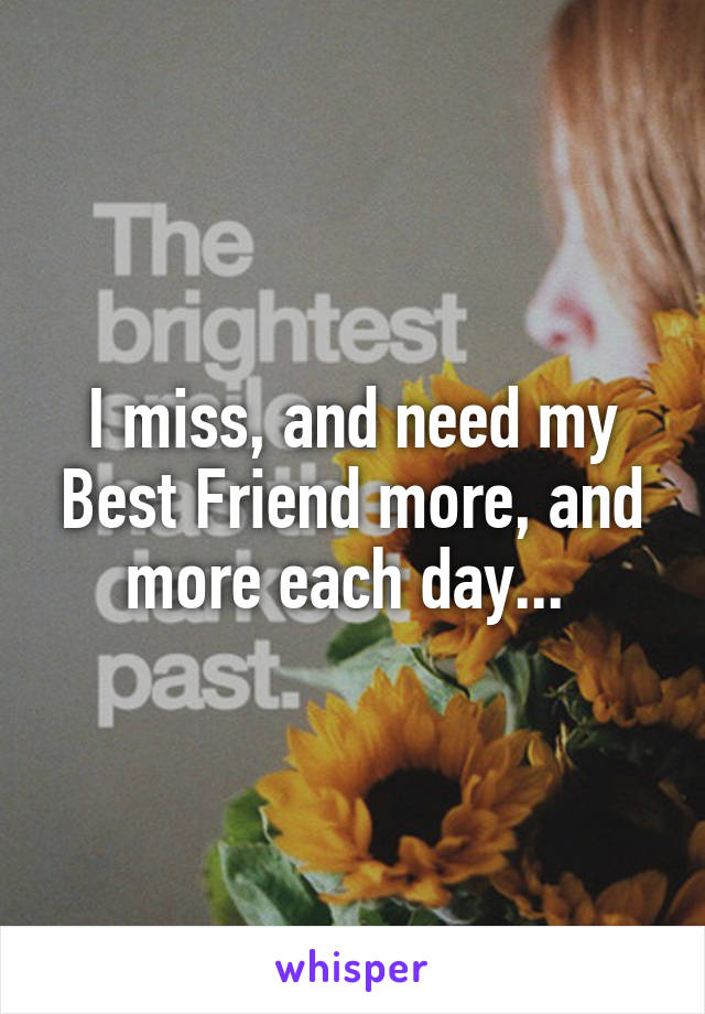 I miss, and need my Best Friend more, and more each day... 