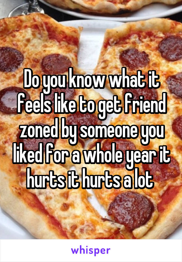 Do you know what it feels like to get friend zoned by someone you liked for a whole year it hurts it hurts a lot 