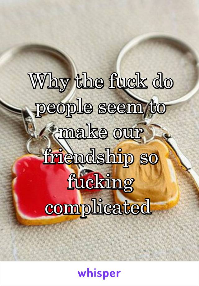 Why the fuck do people seem to make our friendship so fucking complicated 