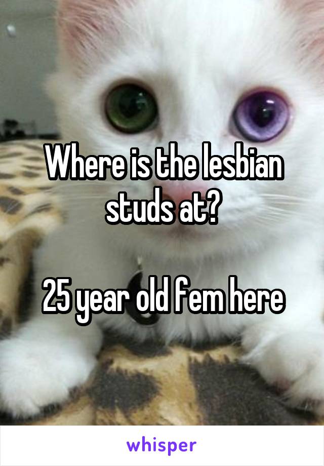 Where is the lesbian studs at?

25 year old fem here