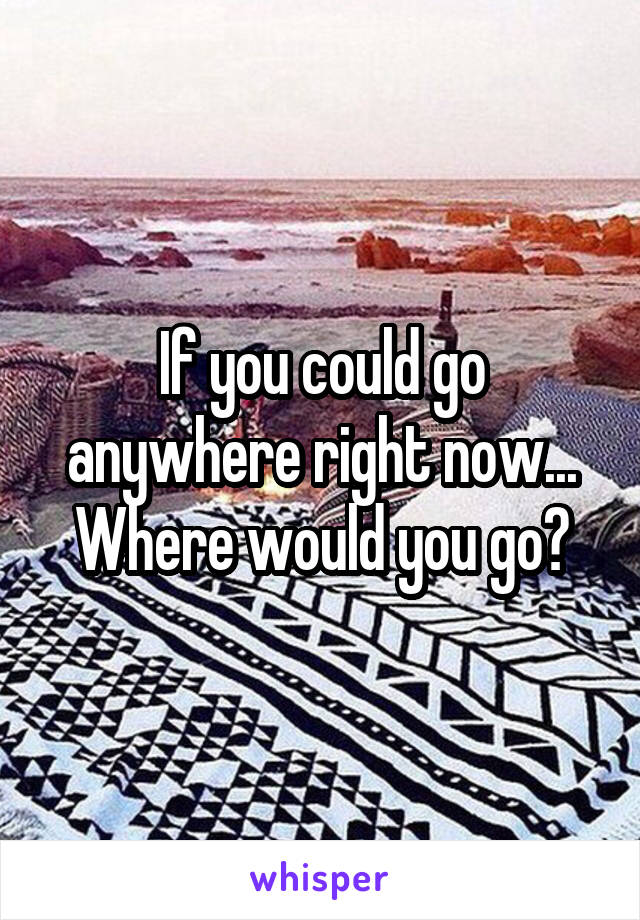 If you could go anywhere right now...
Where would you go?