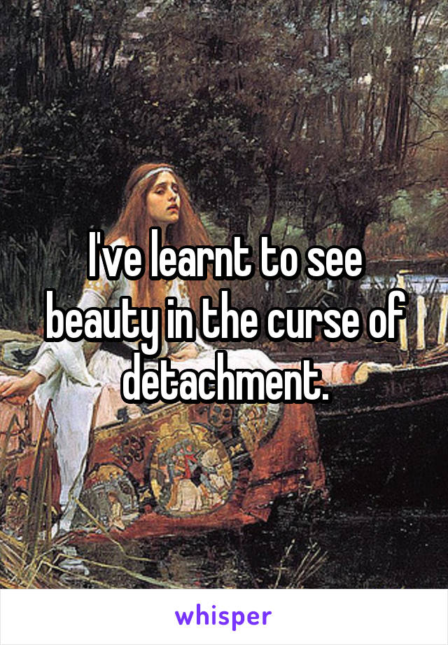 I've learnt to see beauty in the curse of detachment.