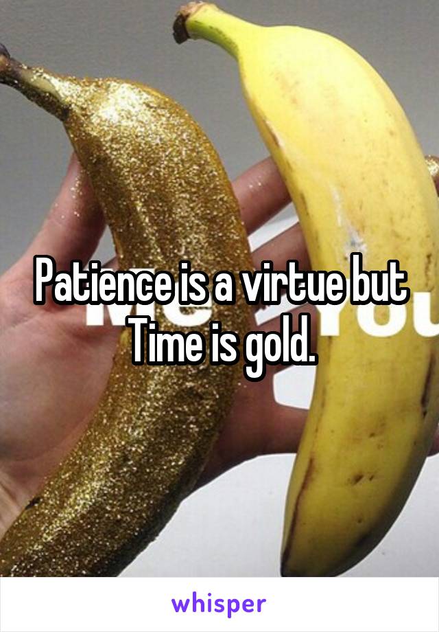 Patience is a virtue but Time is gold.