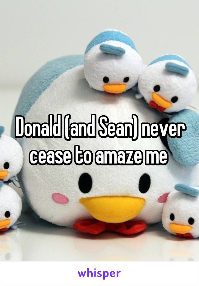 Donald (and Sean) never cease to amaze me 