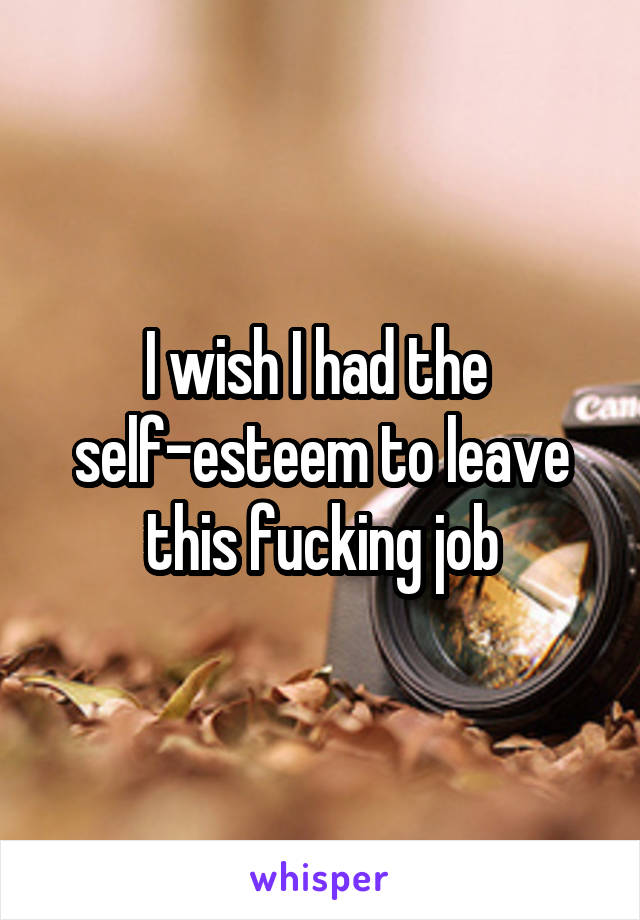 I wish I had the 
self-esteem to leave this fucking job