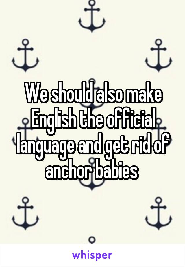 We should also make English the official language and get rid of anchor babies 