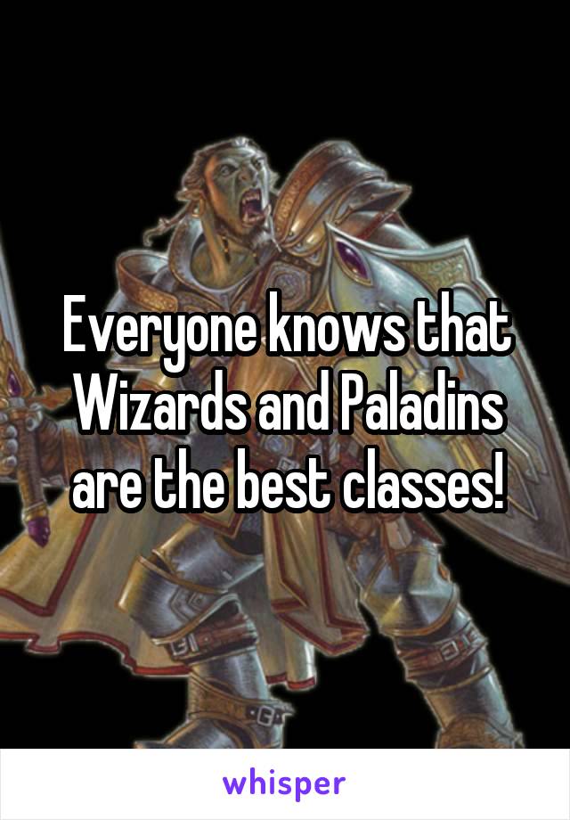 Everyone knows that Wizards and Paladins are the best classes!