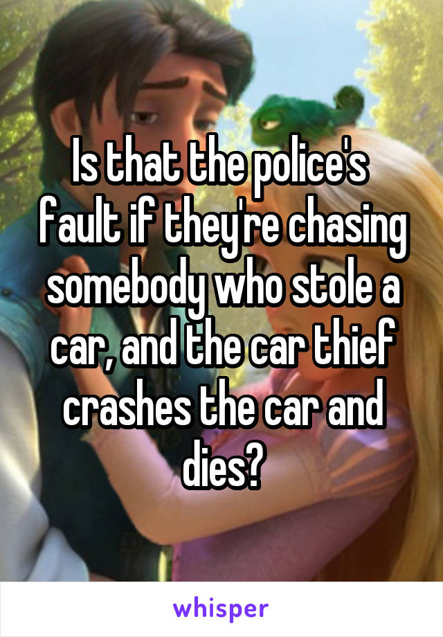 Is that the police's  fault if they're chasing somebody who stole a car, and the car thief crashes the car and dies?