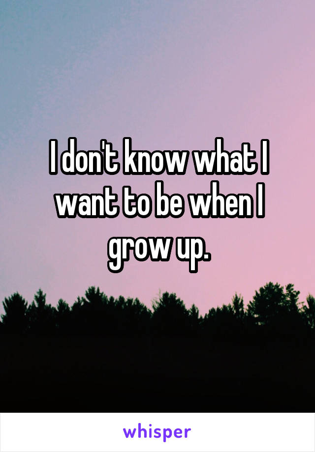 I don't know what I want to be when I grow up.
