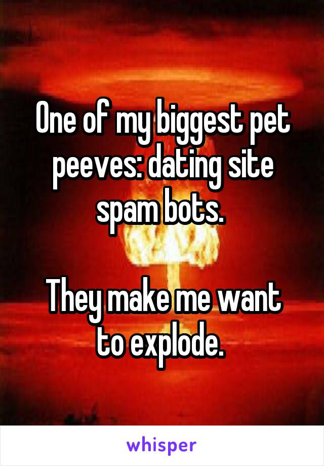 One of my biggest pet peeves: dating site spam bots. 

They make me want to explode. 