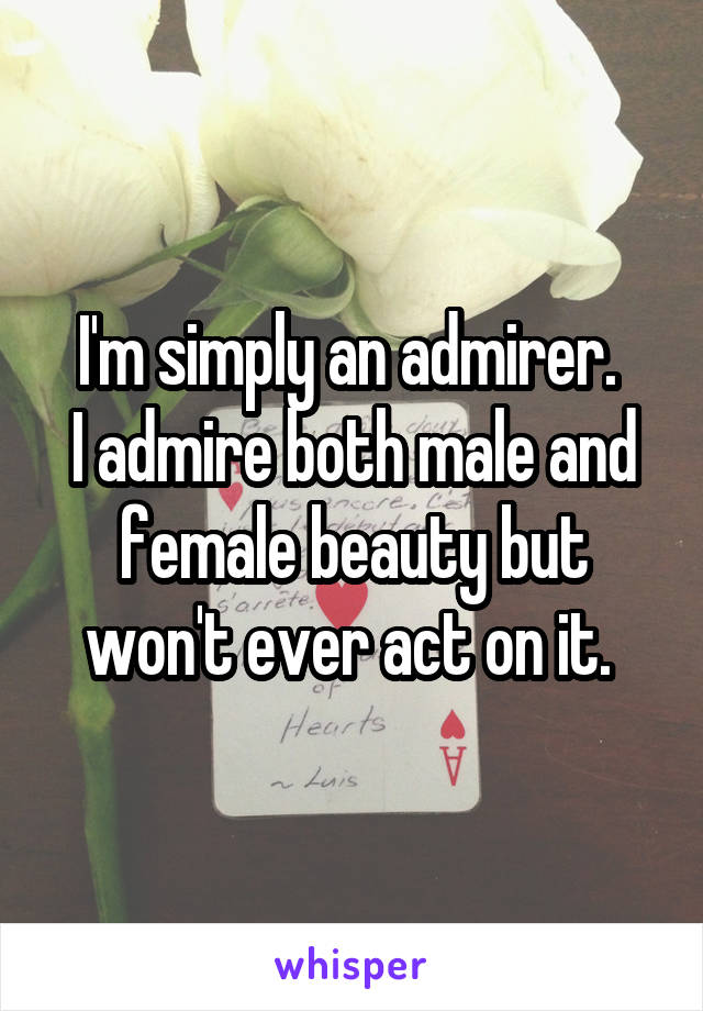 I'm simply an admirer. 
I admire both male and female beauty but won't ever act on it. 