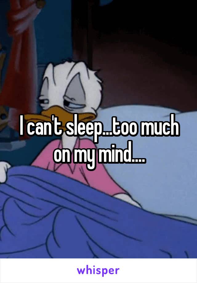 I can't sleep...too much on my mind....